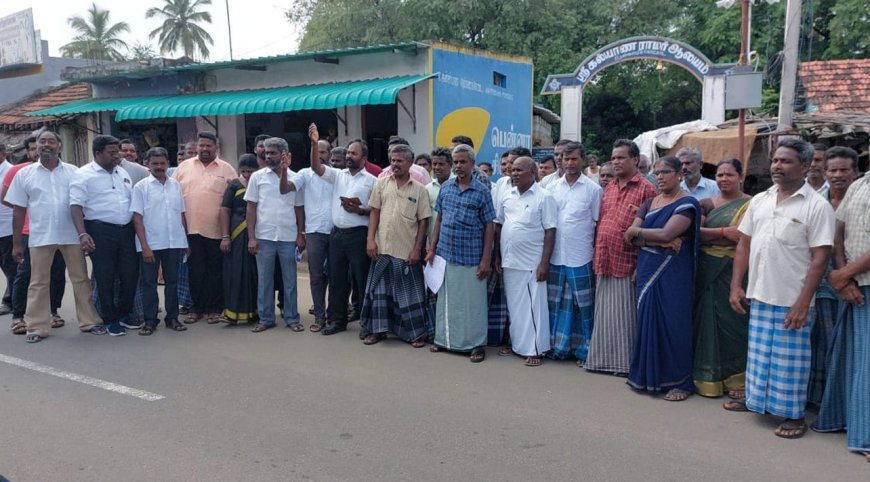 அரூர்:கல்குவாரியை மூடக்கோரி ஆறு கிராம மக்கள் ஆர்ப்பாட்டம்