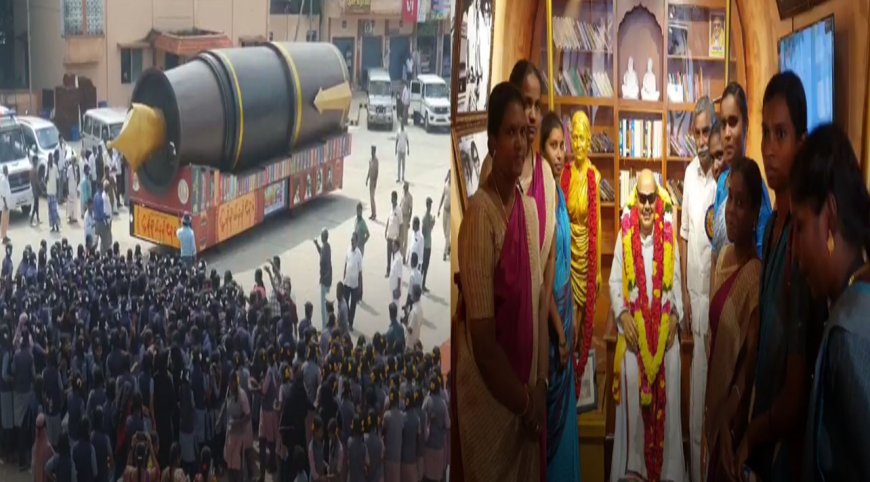 திருவாரூர் வந்த முத்தமிழ்த் தேர் அலங்கார ஊர்தி!