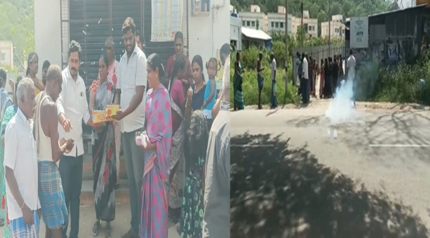 டாஸ்மாக் கடை மூடல் - இனிப்புகள் வழங்கி மக்கள் கொண்டாட்டம்