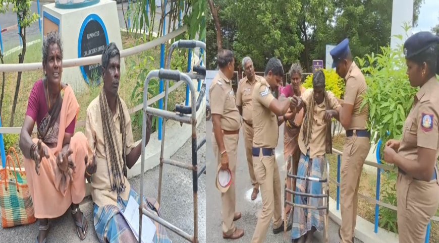 தருமபுரி ஆட்சியர் அலுவலகம் முன்பு மாற்றுத்திறனாளி தர்ணா