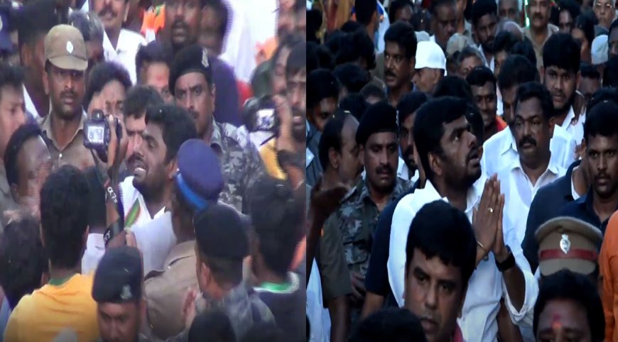 அண்ணாமலையை கட்டிப் பிடித்த இளைஞரை பா.ஜ.க. நிர்வாகி தாக்க  முயற்சி
