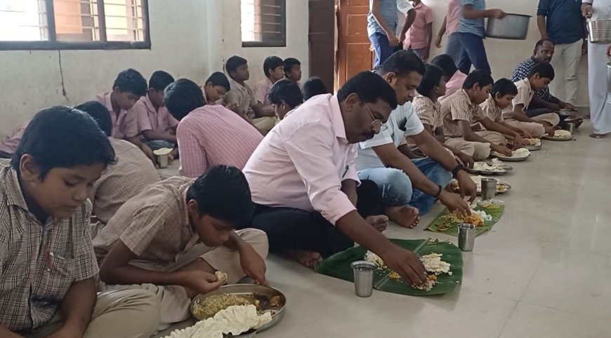 அரசு பள்ளி மாணவர்களுக்கு விருந்தளித்து  பிறந்தநாள் கொண்டாடிய விசிக எம்எல்ஏ