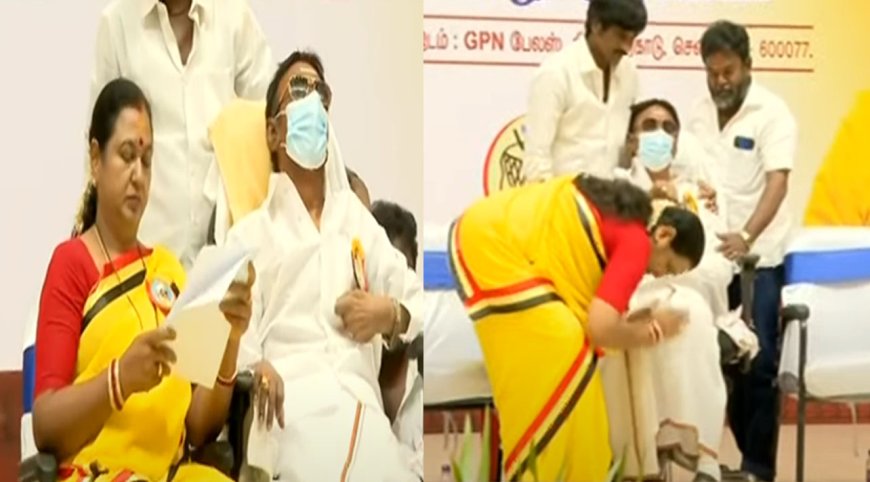 விஜயகாந்தை கண்டதும் கண்ணீர்விட்ட தொண்டர்கள்
