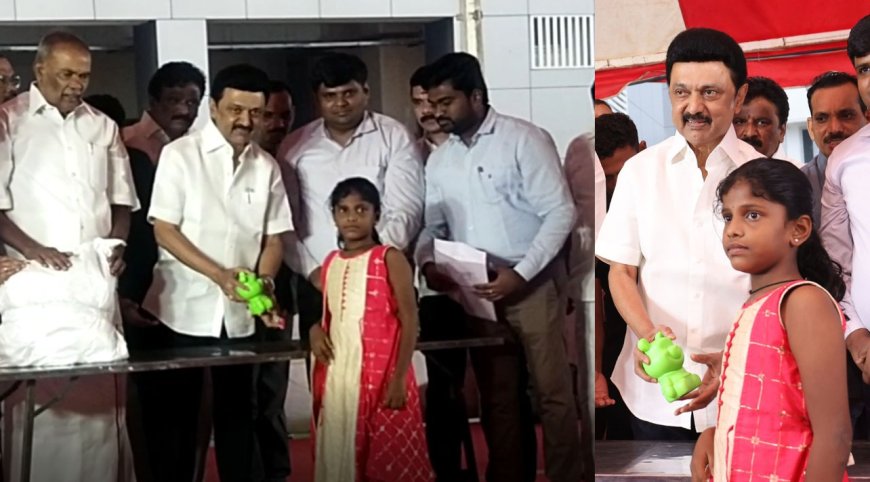 முதல்வருக்கு உண்டியல் பணத்தைத் தந்து  மெய் சிலிர்க்க வைத்த நெல்லை மாணவி
