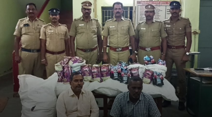 திருநீலக்குடியில் 100 கிலோ புகையிலை குட்கா பொருட்கள் பறிமுதல்- 2 பேர் கைது