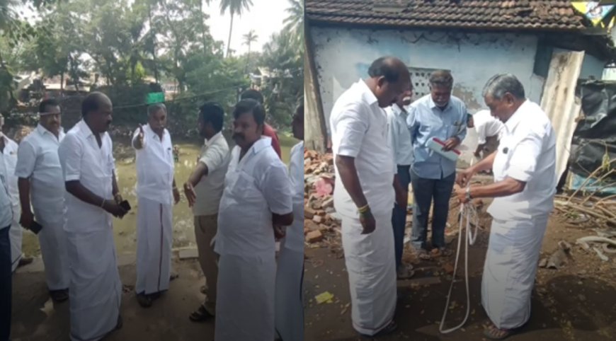 மடப்புரம் பாலம்கட்ட அளவிடும் பணி தொடக்கம் -திருவாரூர் எம்.எல்.ஏ ஆய்வு