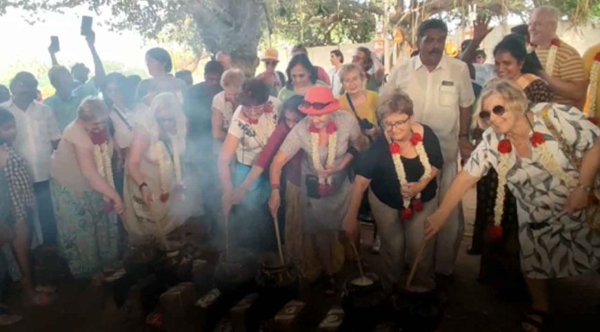 தஞ்சாவூரில் பொங்கலை கொண்டாடிய வெளிநாட்டினர்