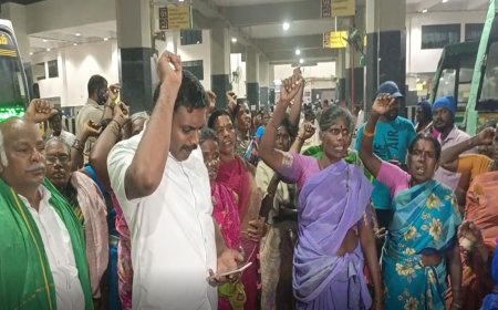 முதலமைச்சர பார்க்க விட மாட்றாங்க... கிளாம்பாக்கத்தில் விவசாயிகள் இரவில் தர்ணா! 