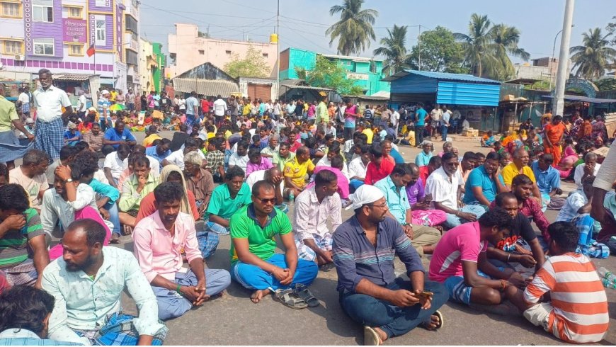 எண்ணூரில்  உரத் தொழிற்சாலையை மூட வலியுறுத்தி முழு கடை அடைப்பு!!!