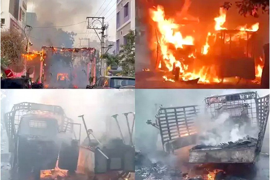 திருமண வரவேற்பு நிகழ்ச்சியில் தீ விபத்து - வாணவேடிக்கையால் விபரீதம்...