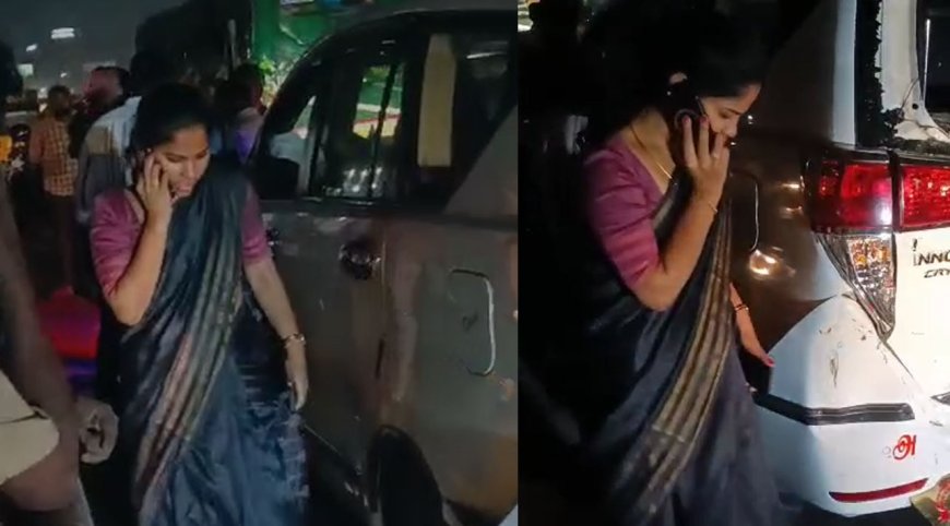 மேயர் பிரியா சென்ற கார் மீது லாரி மோதி விபத்து..!   பதறிப்போய் காரில் இருந்து வெளியேறிய மேயர்... நடந்தது என்ன? 
