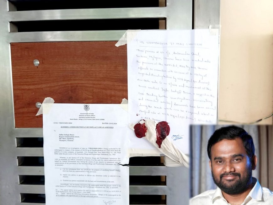 தலைமறைவான ஜாபர் சாதிக்! - பூட்டை உடைந்து அதிரடியாக நுழைந்த போலீசார்