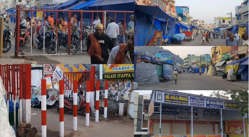 பழநி கோயில் நிர்வாகத்தை எதிர்த்து கடைகளை அடைத்து வியாபாரிகள் போராட்டம்...