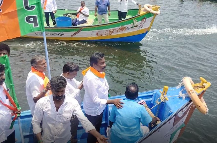 கடலுக்குள் சென்று வாக்கு சேகரிப்பு... பாஜக வேட்பாளர் பால் கனகராஜு-க்கு பெருகும் ஆதரவு...
