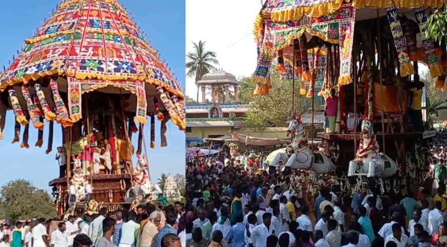 பட்டுக்கோட்டை முத்துமாரி அம்மன் கோயில் தேரோட்டம்... ஆடி அசைந்து வந்த தேரில் அருள்பாலித்த அம்மன்.. பக்தர்கள் பரவசம்