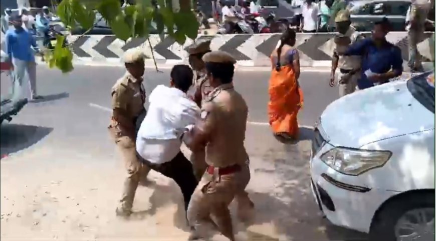 கோவை அருகே தேர்தல் களேபரம்.. உதவி ஆணையரின் சீருடை சட்டைப் பையை கிழித்த திமுக நிர்வாகி