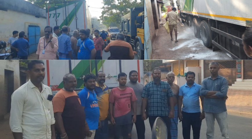 கண்டெய்னர் லாரியில் வந்த மீன் கழிவுகள்.. கேரள லாரியை மடக்கி பிடித்த நாதக தம்பிகள்..  அதிகாரிகள் அதிரடி