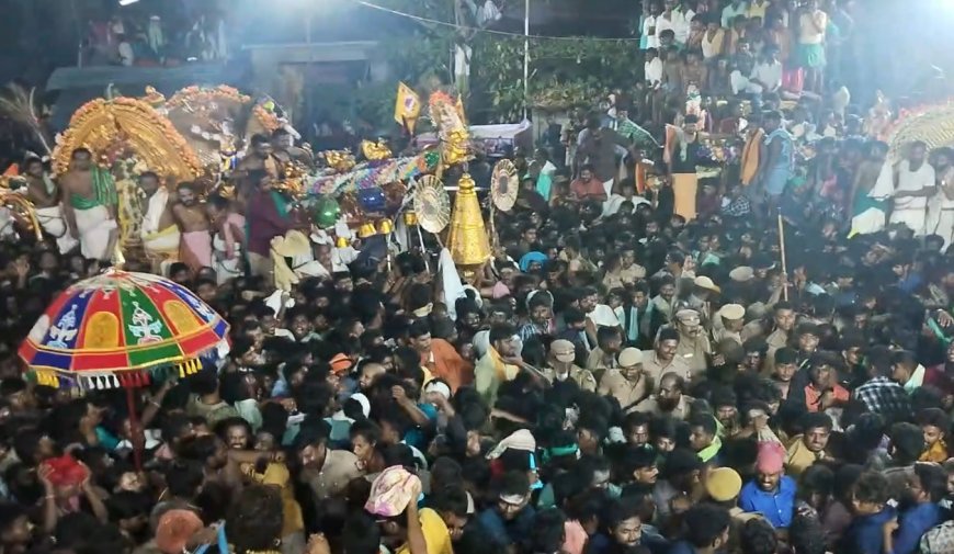 திருவையாறு ஐயாறப்பர் கோயில் திருவிழா...  பொம்மை போட்ட பூ.. நெரிசலில் சிக்கி மயங்கிய பெண்