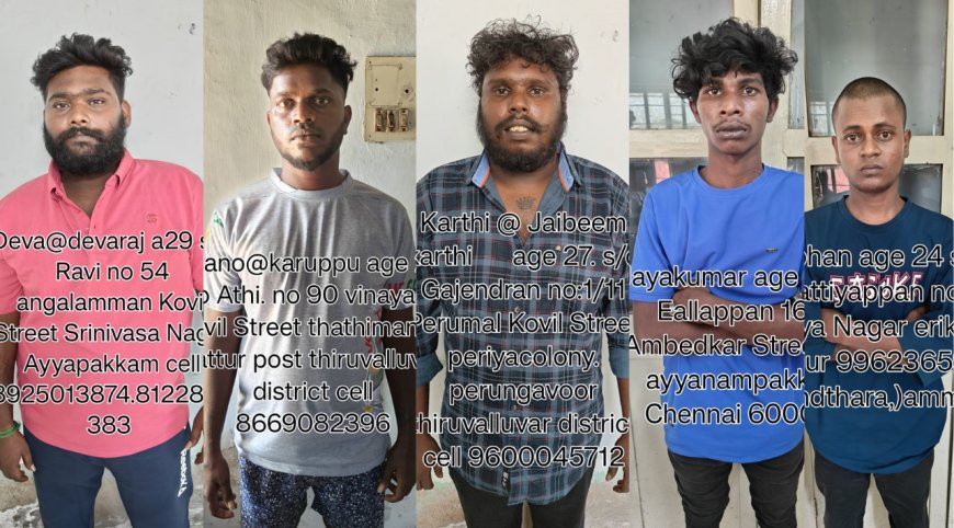திருவள்ளூரில் இளைஞர் சடலமாக மீட்கப்பட்ட சம்பவம்... 5 பேர் கைது!