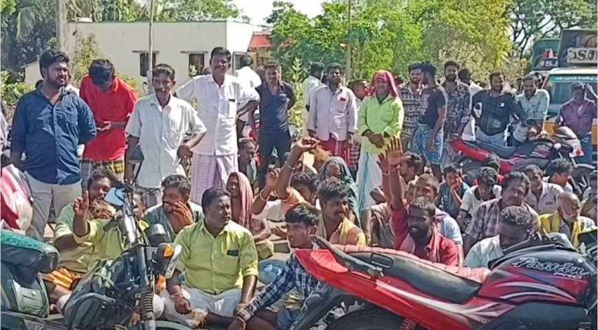 ஓயாத மின் வெட்டு.. கருகும் நெற்பயிர்கள்.. கவலையில் விவசாயிகள்..  மும்முனை மின்சாரம் வழங்க கோரி மறியல்