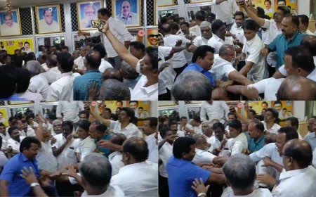 திமுக தொழிற்சங்க அலுவலகத்தில் அடிதடி, ரகளை  இருதரப்பினரிடையே கைகலப்பு